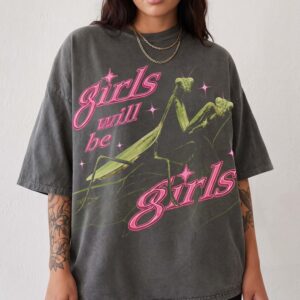 Girls Will Be Girls Praying Mantis Oversized Graphic Tee