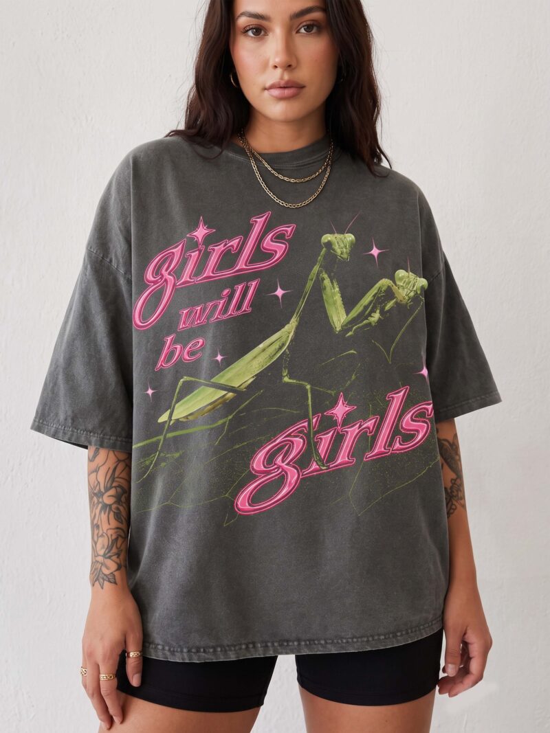 Girls Will Be Girls Praying Mantis Oversized Graphic Tee
