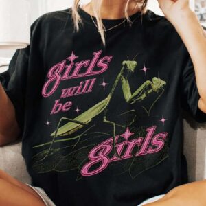 Girls Will Be Girls Praying Mantis Oversized Graphic Tee