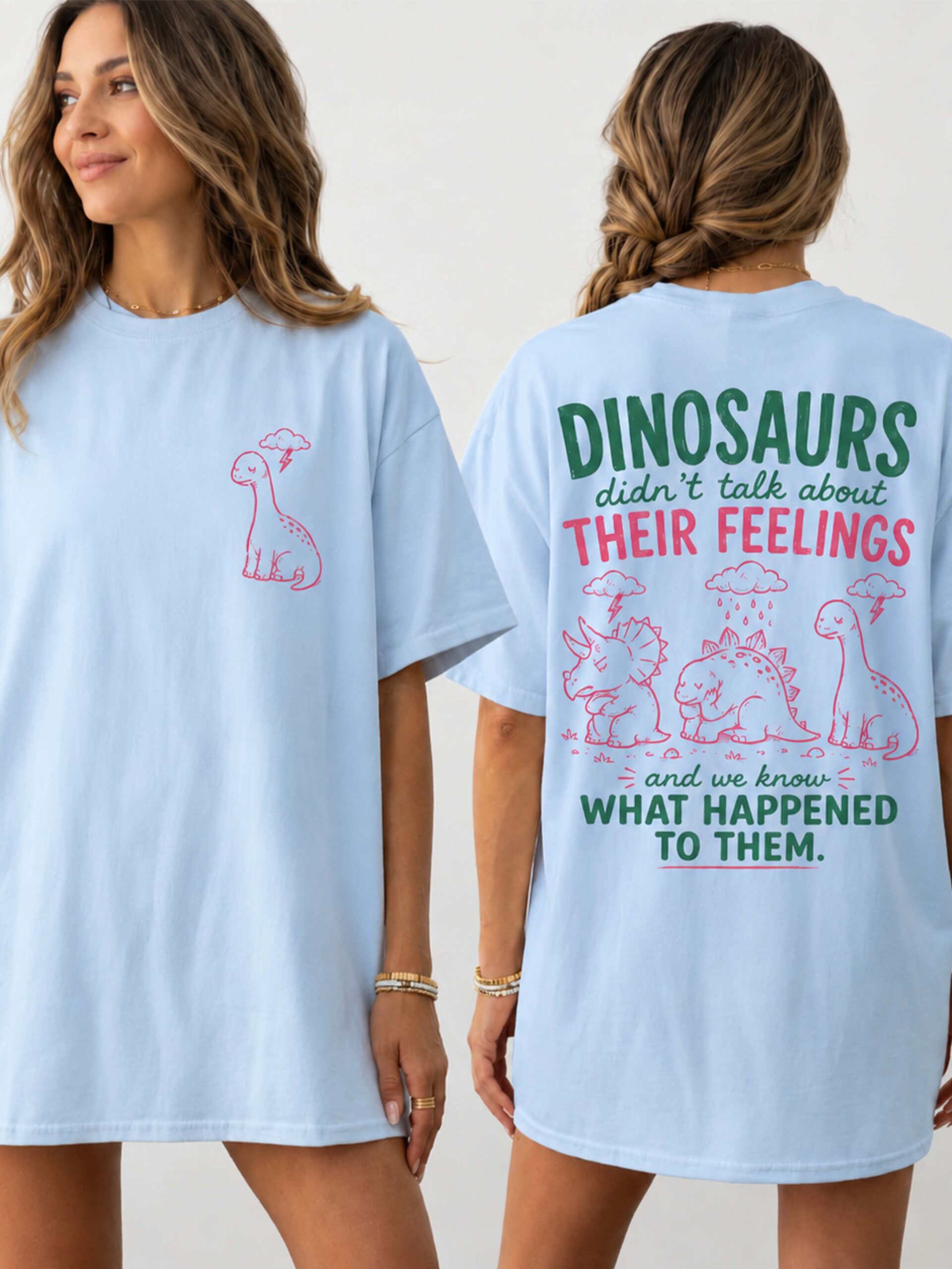 Funny Dinosaur Mental Health Oversized Graphic T-Shirt