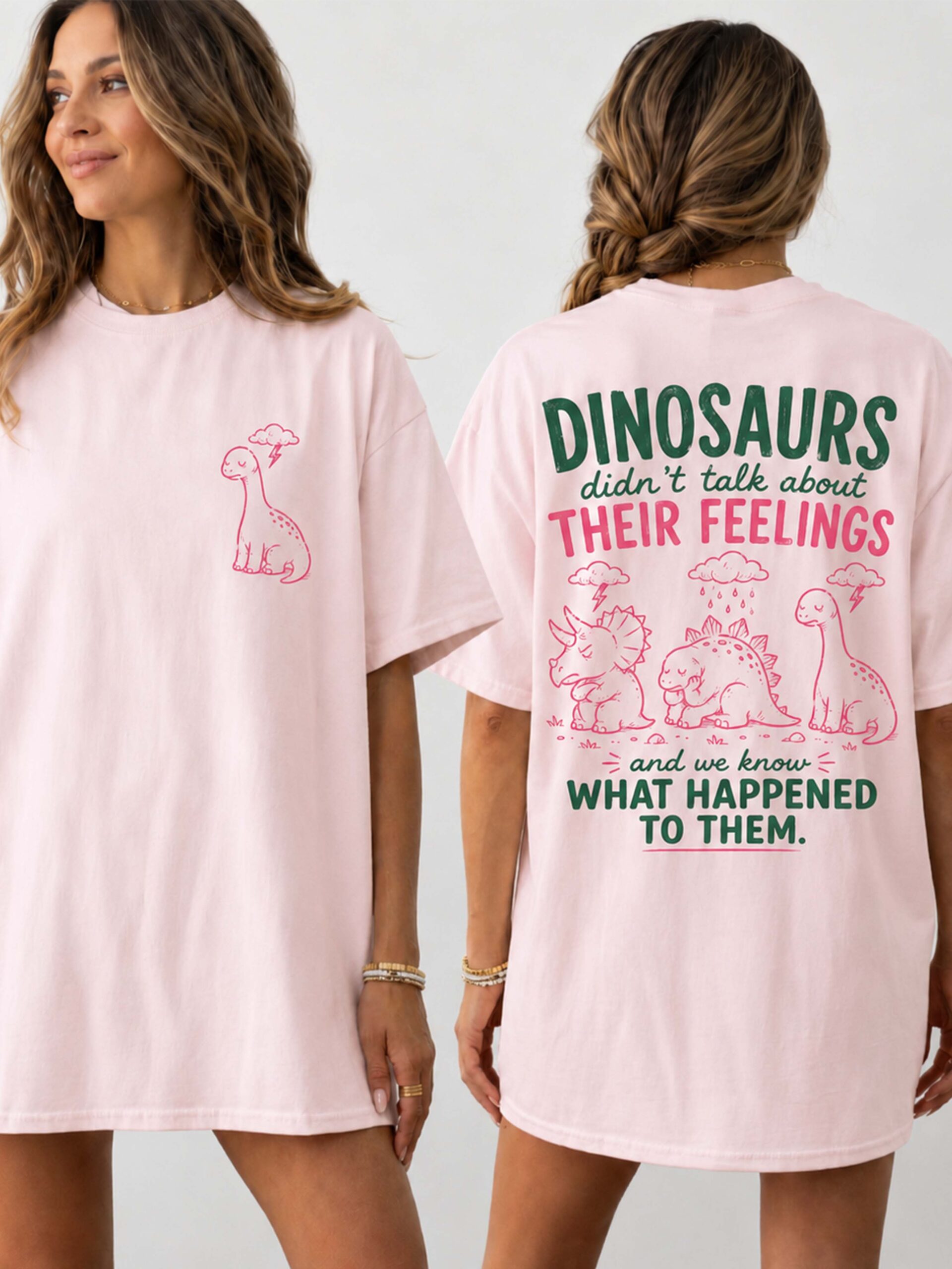 Funny Dinosaur Mental Health Oversized Graphic T-Shirt