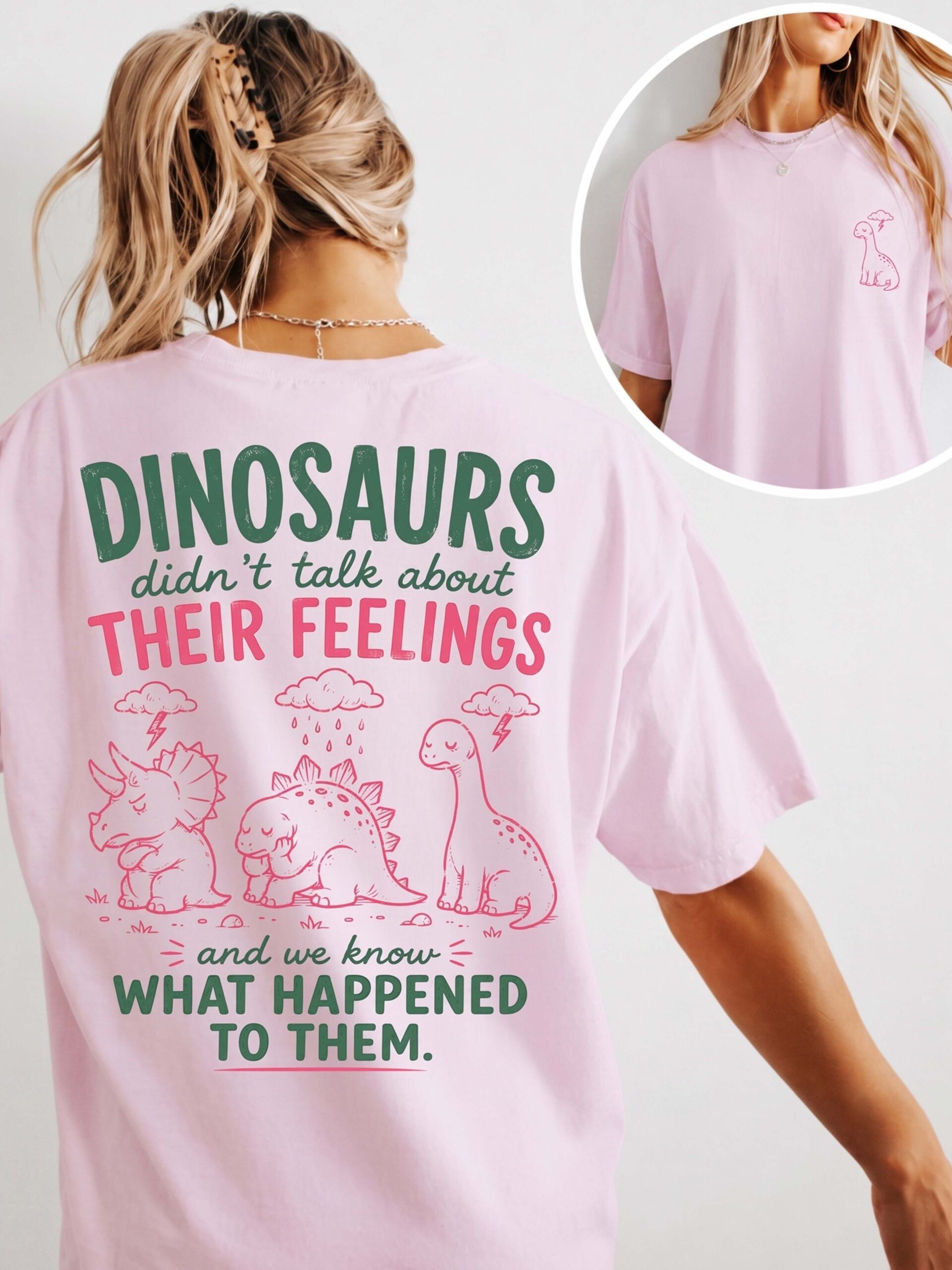 Funny Dinosaur Mental Health Oversized Graphic T-Shirt