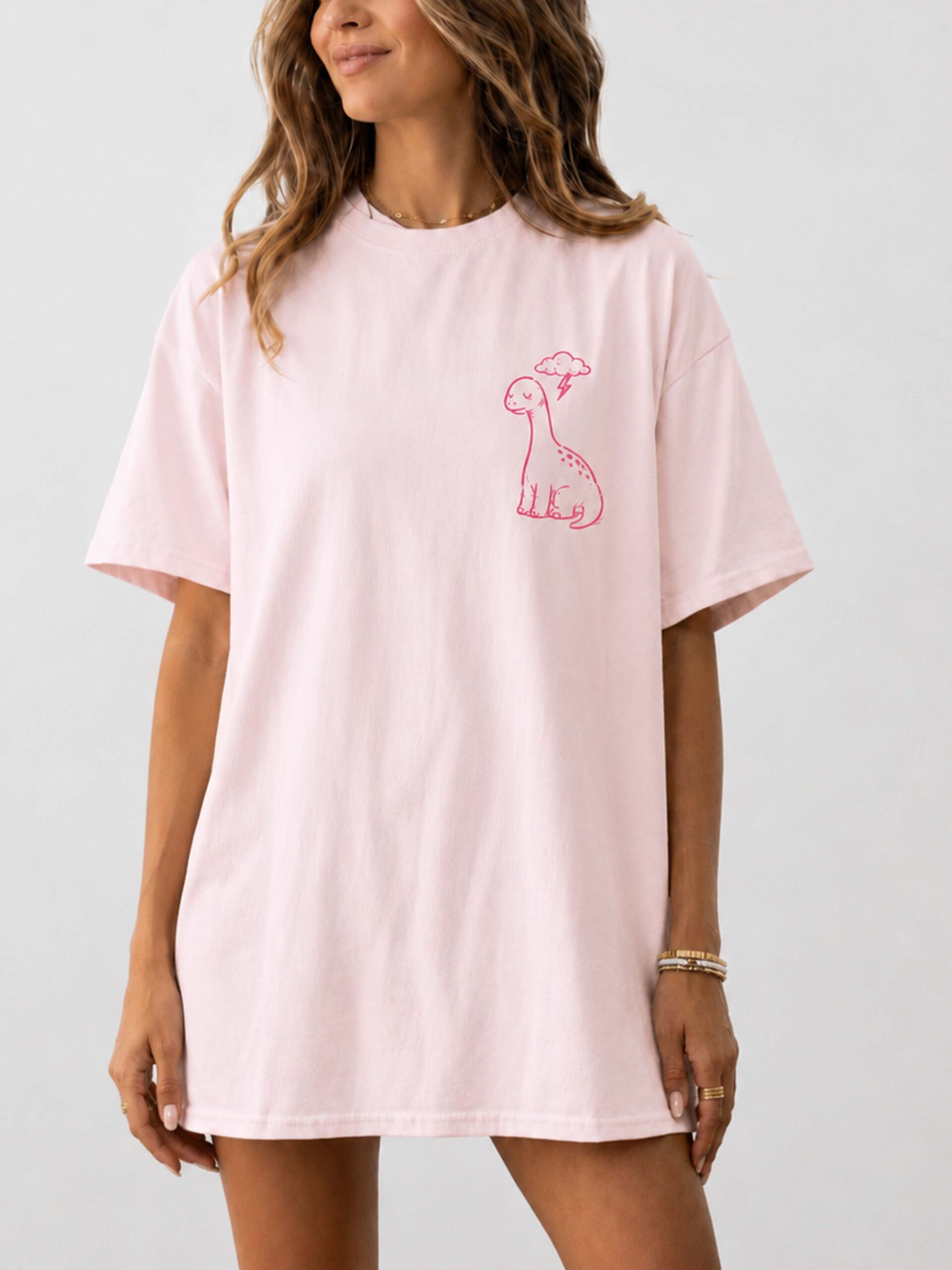 Funny Dinosaur Mental Health Oversized Graphic T-Shirt