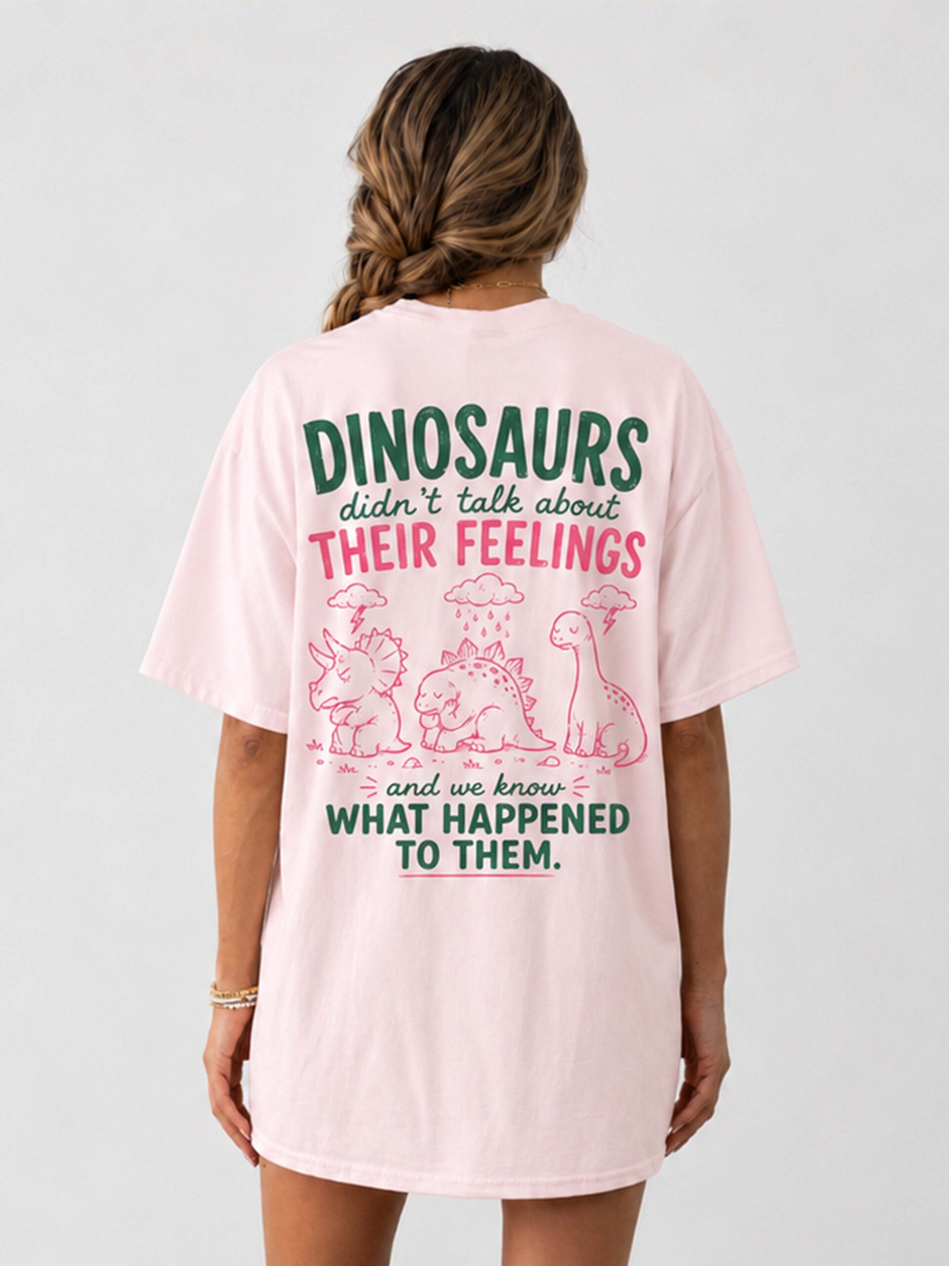 Funny Dinosaur Mental Health Oversized Graphic T-Shirt