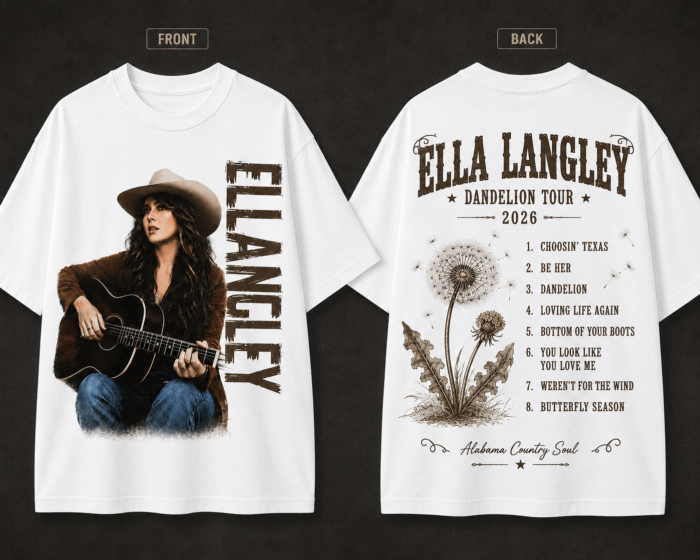 Vintage Ella Langley Dandelion Tour 2026 T-Shirt