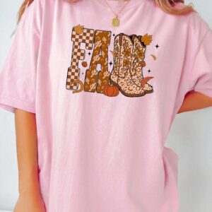 Western Fall Leopard Boots Graphic Tee - Boho Autumn Shirt