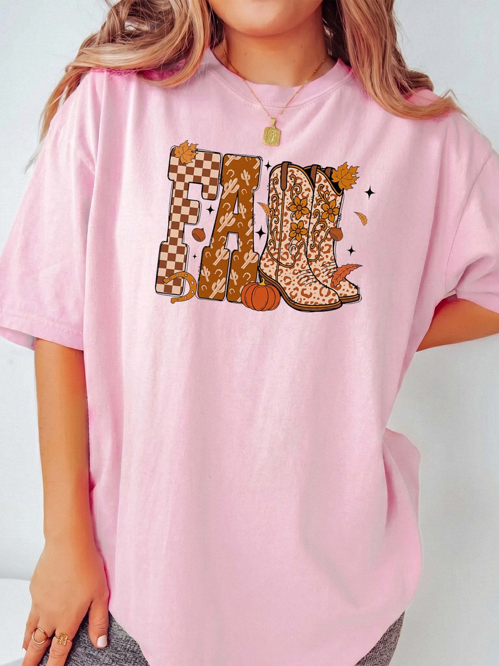 Western Fall Leopard Boots Graphic Tee - Boho Autumn Shirt