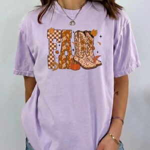 Western Fall Leopard Boots Graphic Tee - Boho Autumn Shirt