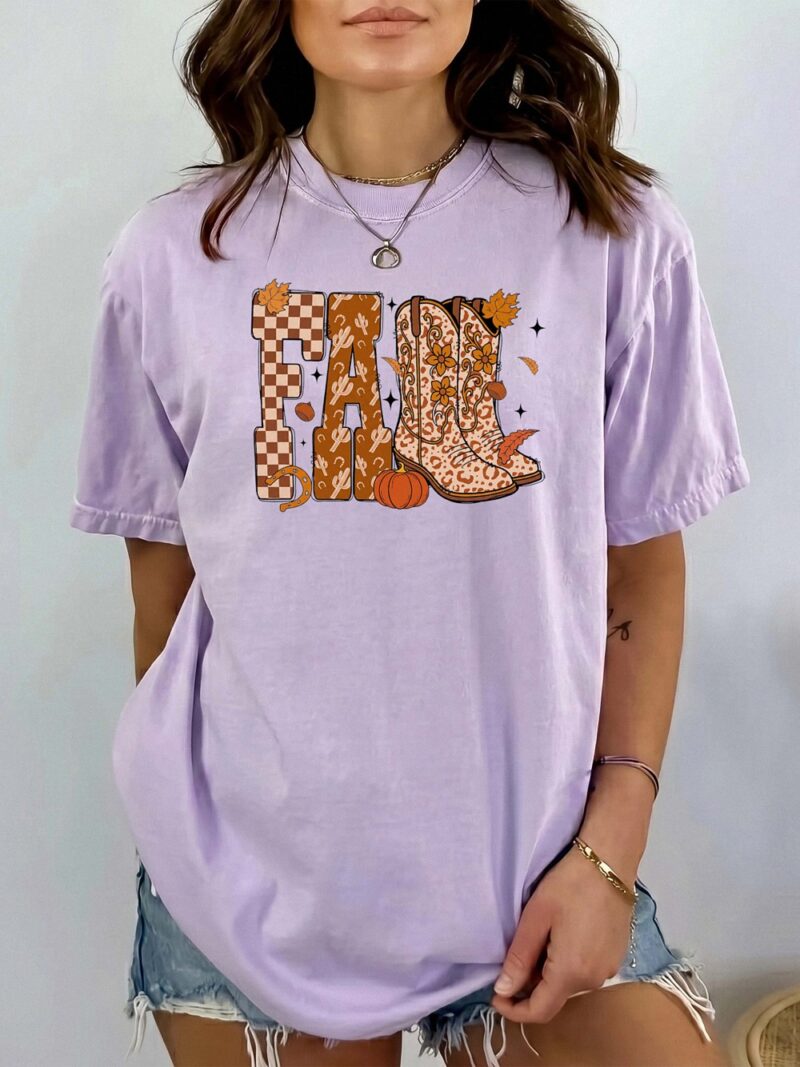 Western Fall Leopard Boots Graphic Tee - Boho Autumn Shirt