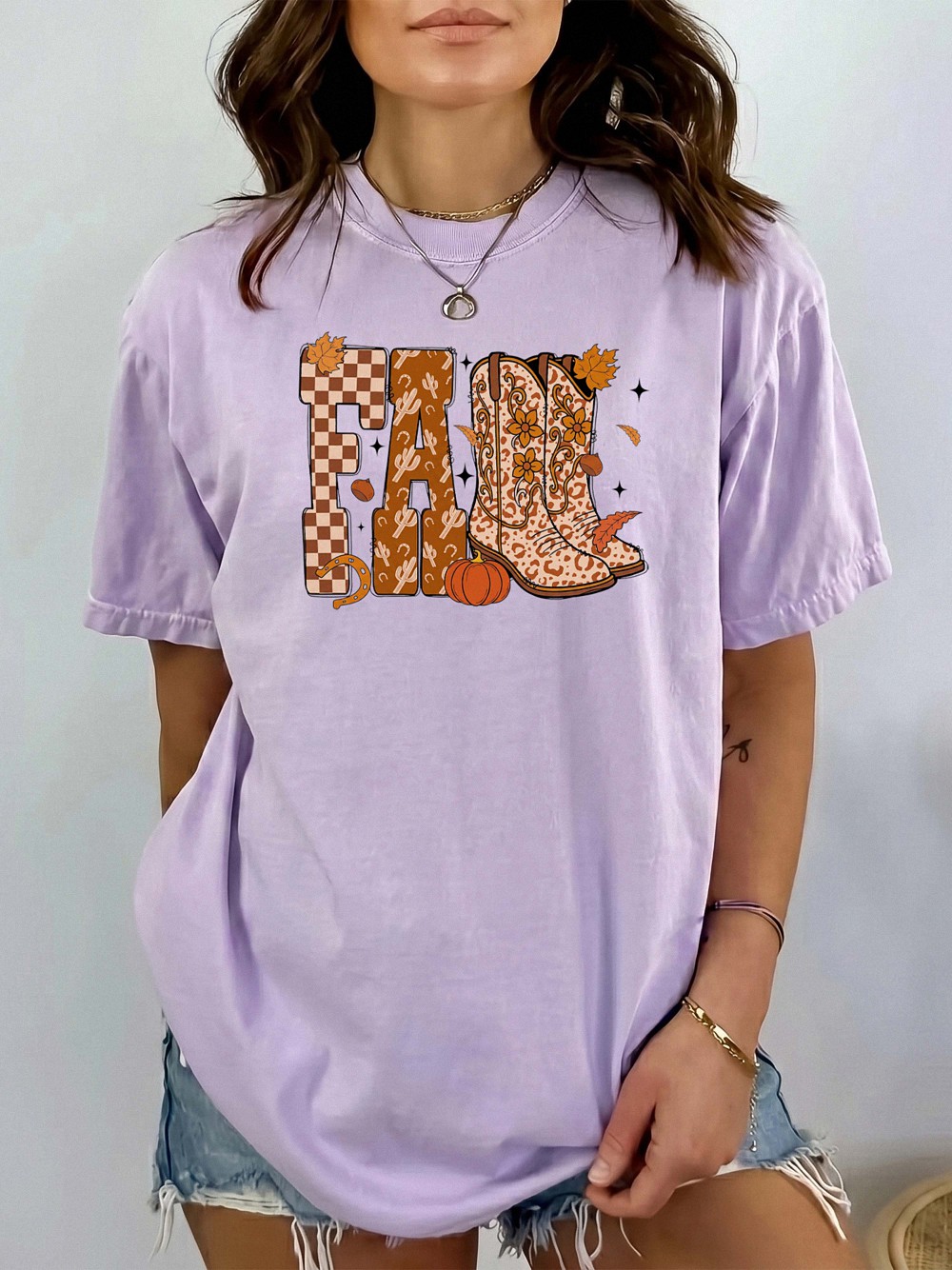 Western Fall Leopard Boots Graphic Tee - Boho Autumn Shirt
