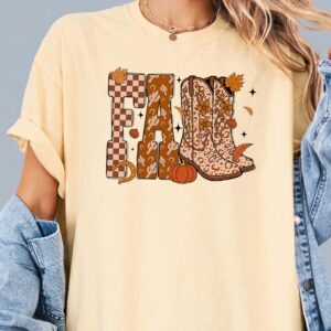 Western Fall Leopard Boots Graphic Tee - Boho Autumn Shirt