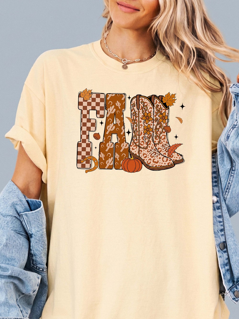 Western Fall Leopard Boots Graphic Tee - Boho Autumn Shirt