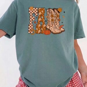 Western Fall Leopard Boots Graphic Tee - Boho Autumn Shirt