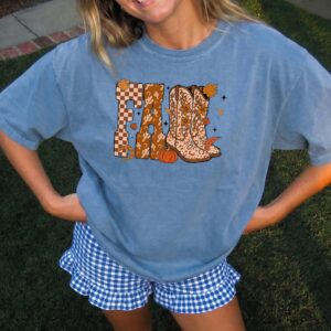 Western Fall Leopard Boots Graphic Tee - Boho Autumn Shirt