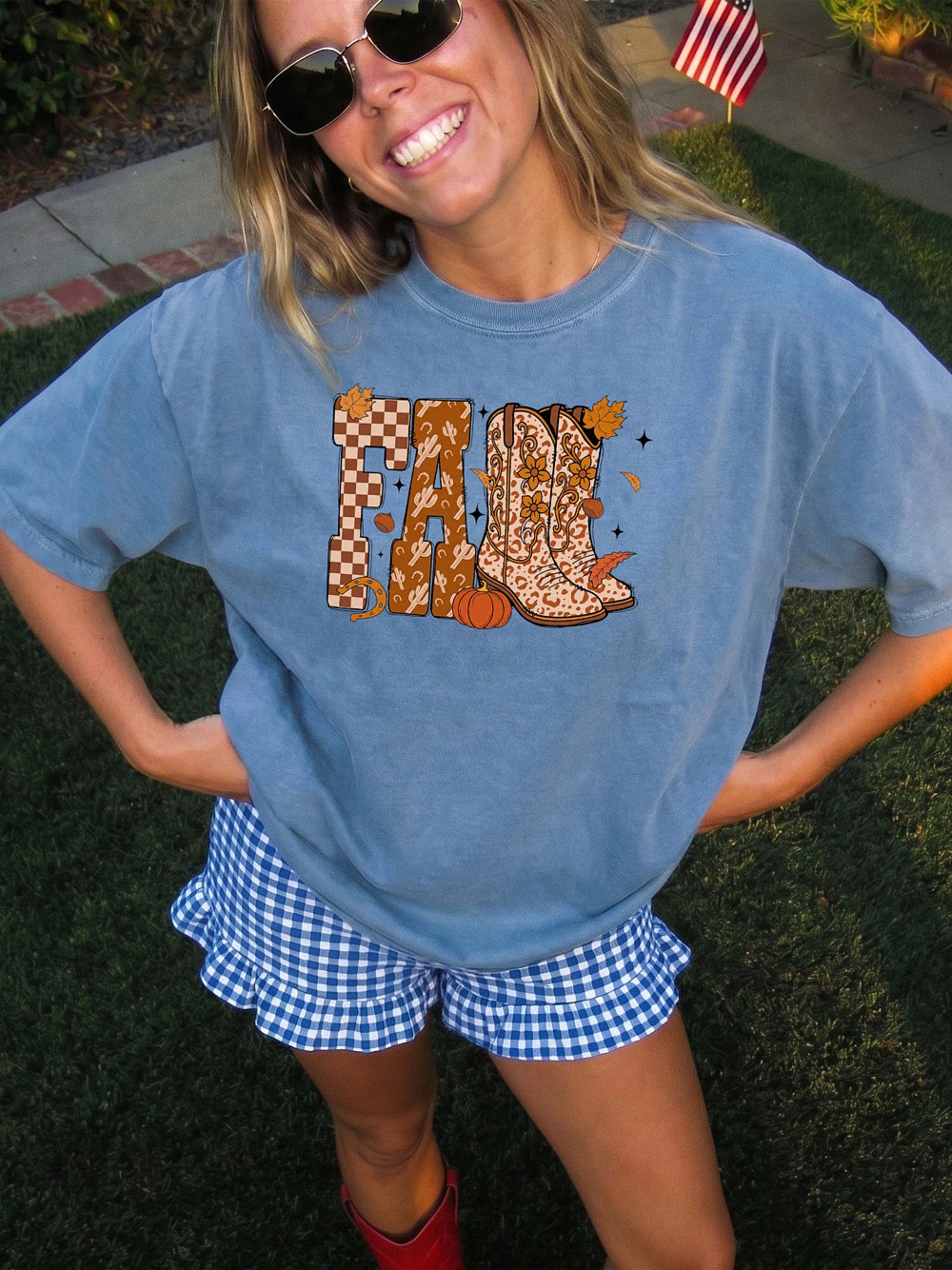 Western Fall Leopard Boots Graphic Tee - Boho Autumn Shirt