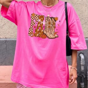 Western Fall Leopard Boots Graphic Tee - Boho Autumn Shirt