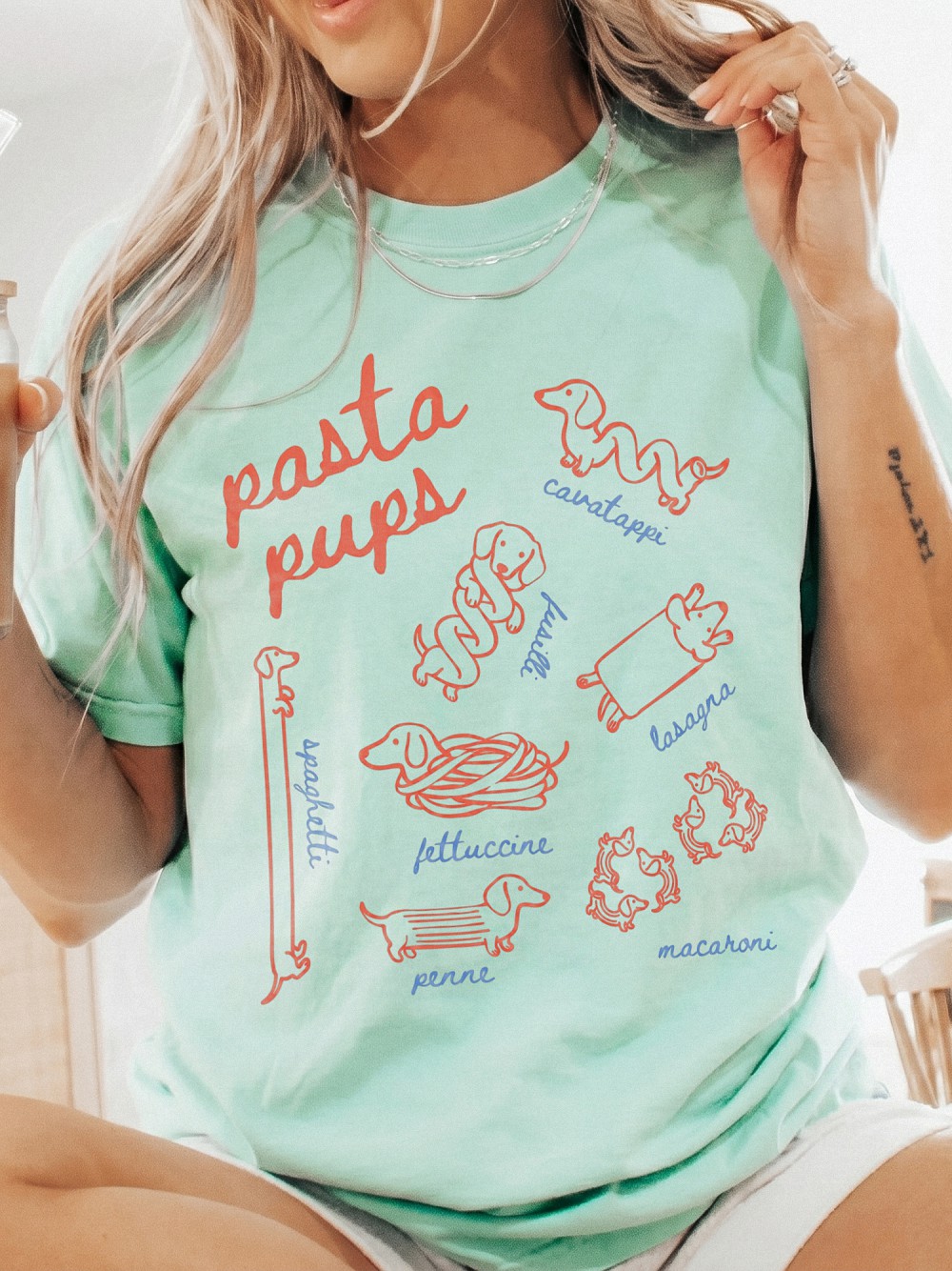 Pasta Pups Dachshund Graphic Tee - Funny Wiener Dog Shirt