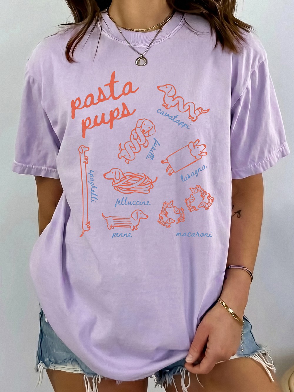 Pasta Pups Dachshund Graphic Tee - Funny Wiener Dog Shirt