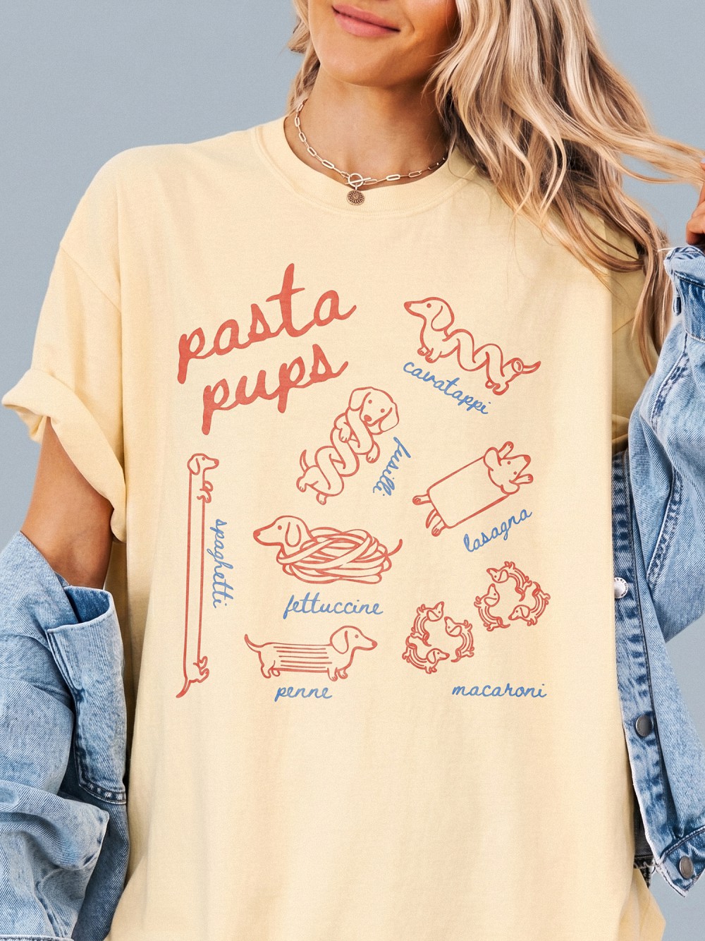 Pasta Pups Dachshund Graphic Tee - Funny Wiener Dog Shirt