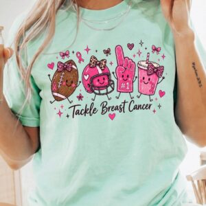 Tackle Breast Cancer Football T-Shirt - Cute Pink Ribbon Game Day Tee