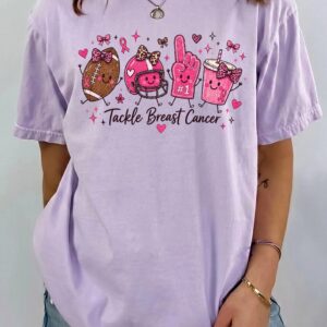 Tackle Breast Cancer Football T-Shirt - Cute Pink Ribbon Game Day Tee