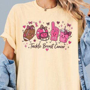 Tackle Breast Cancer Football T-Shirt - Cute Pink Ribbon Game Day Tee