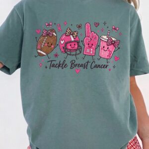 Tackle Breast Cancer Football T-Shirt - Cute Pink Ribbon Game Day Tee