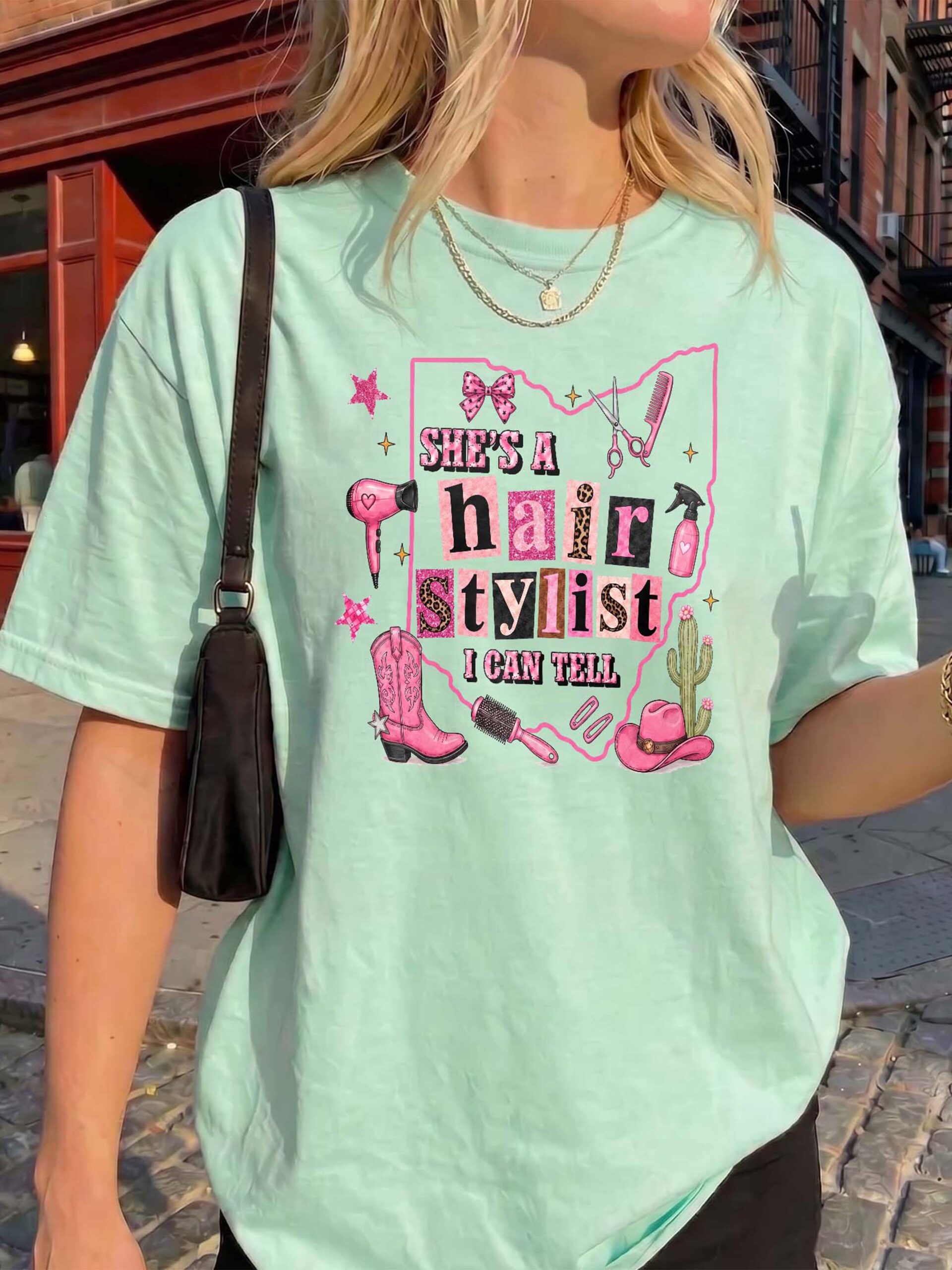 She's A Hair Stylist I Can Tell Ohio Western Cowgirl Graphic Tee