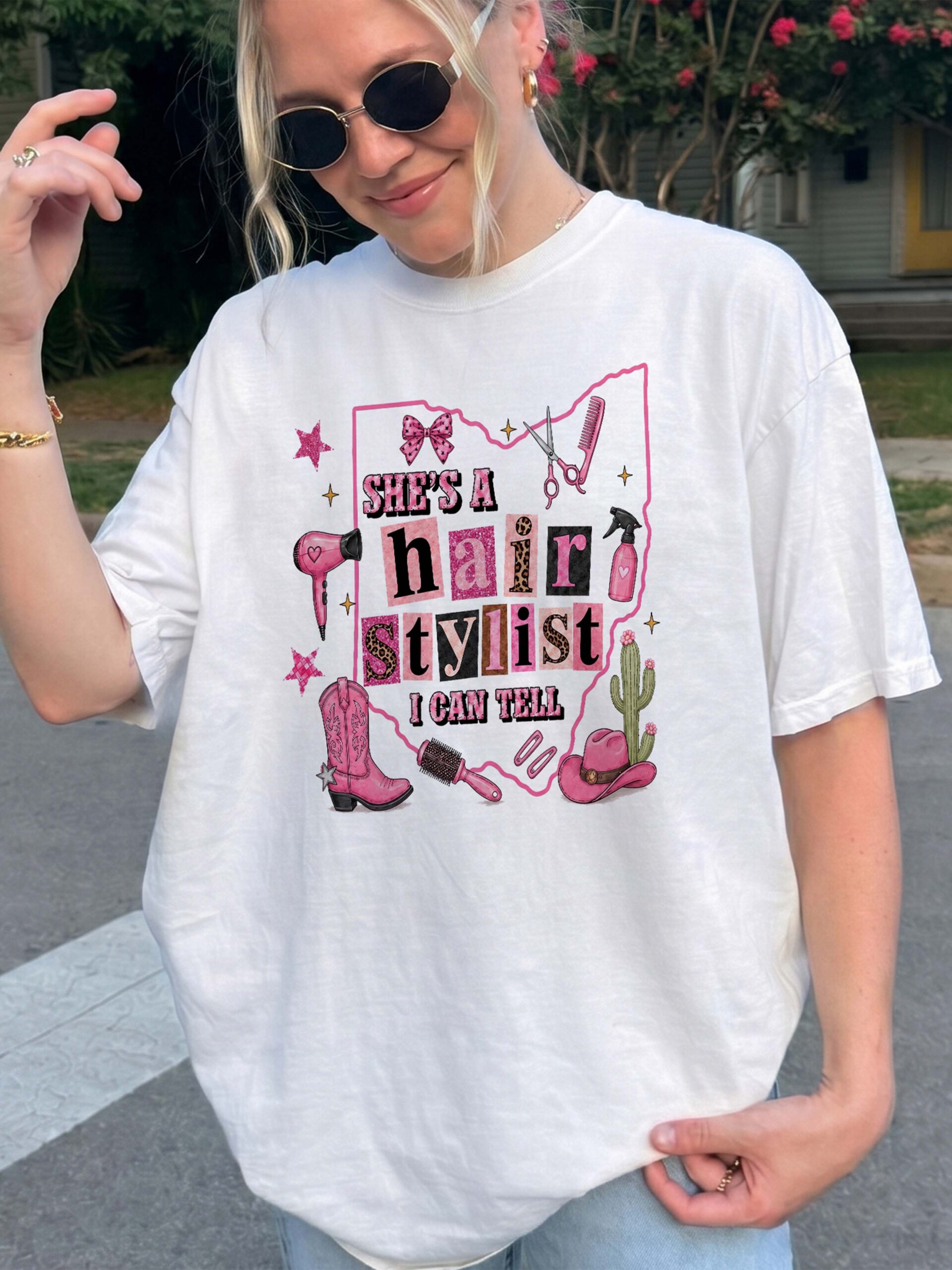 She's A Hair Stylist I Can Tell Ohio Western Cowgirl Graphic Tee