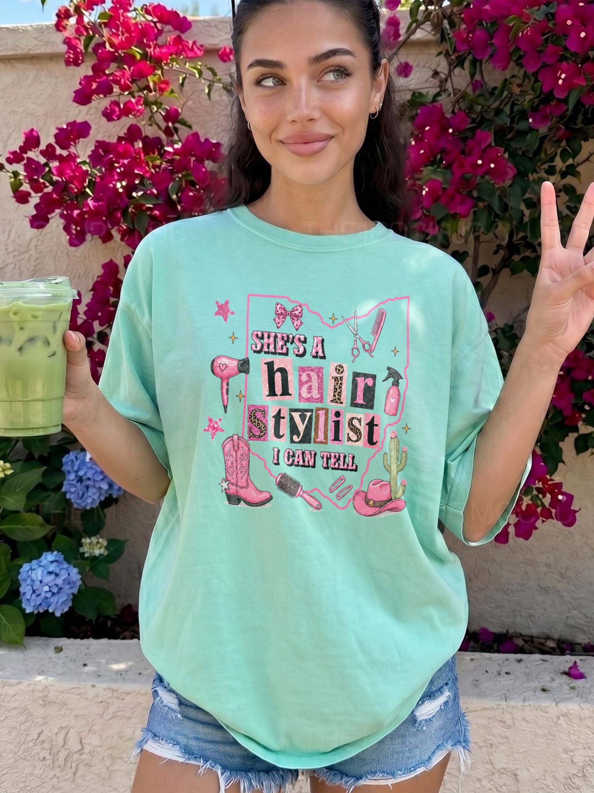 She's A Hair Stylist I Can Tell Ohio Western Cowgirl Graphic Tee
