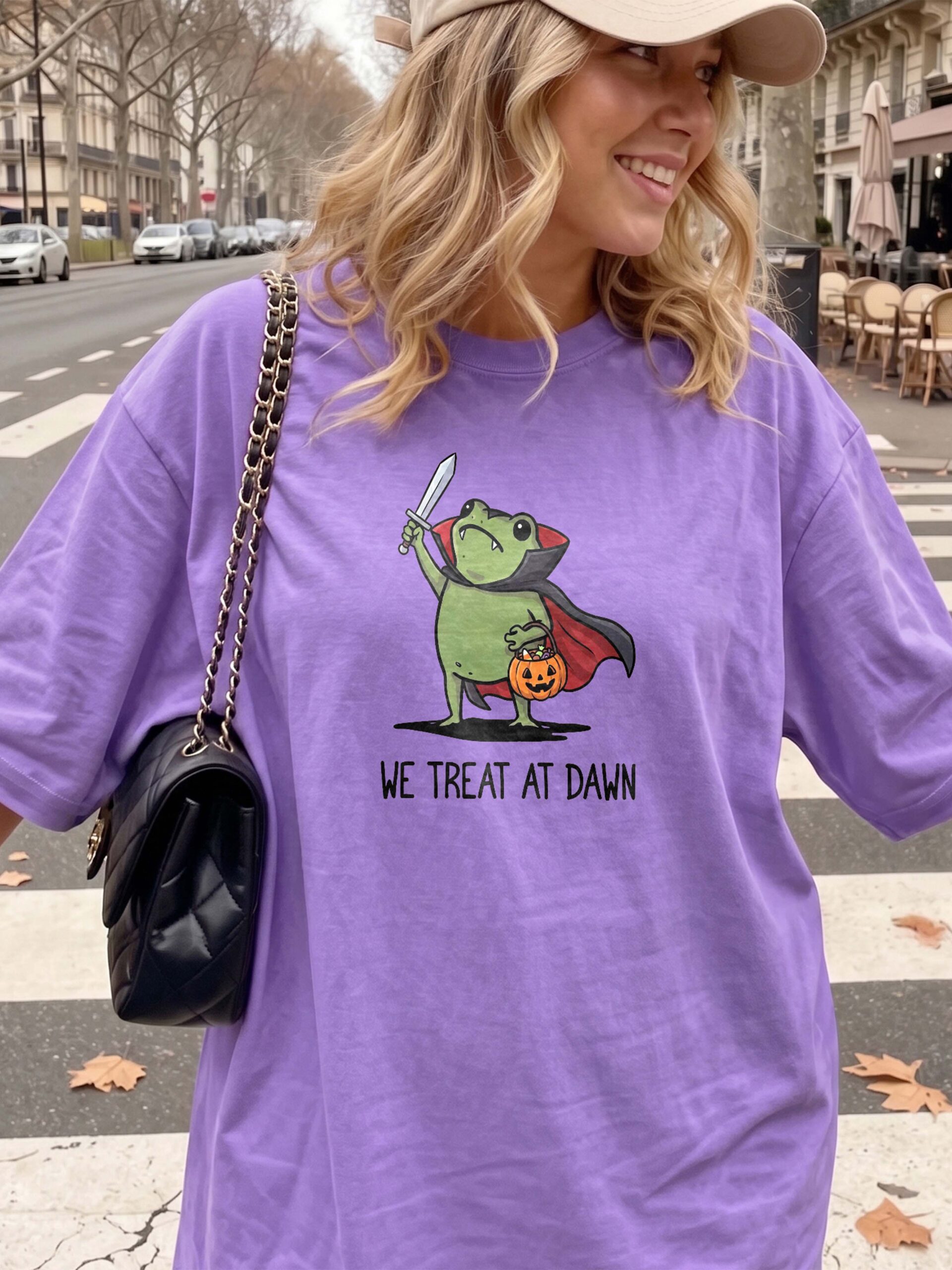 We Treat At Dawn Vampire Frog Shirt - Cute Kawaii Halloween Graphic Tee