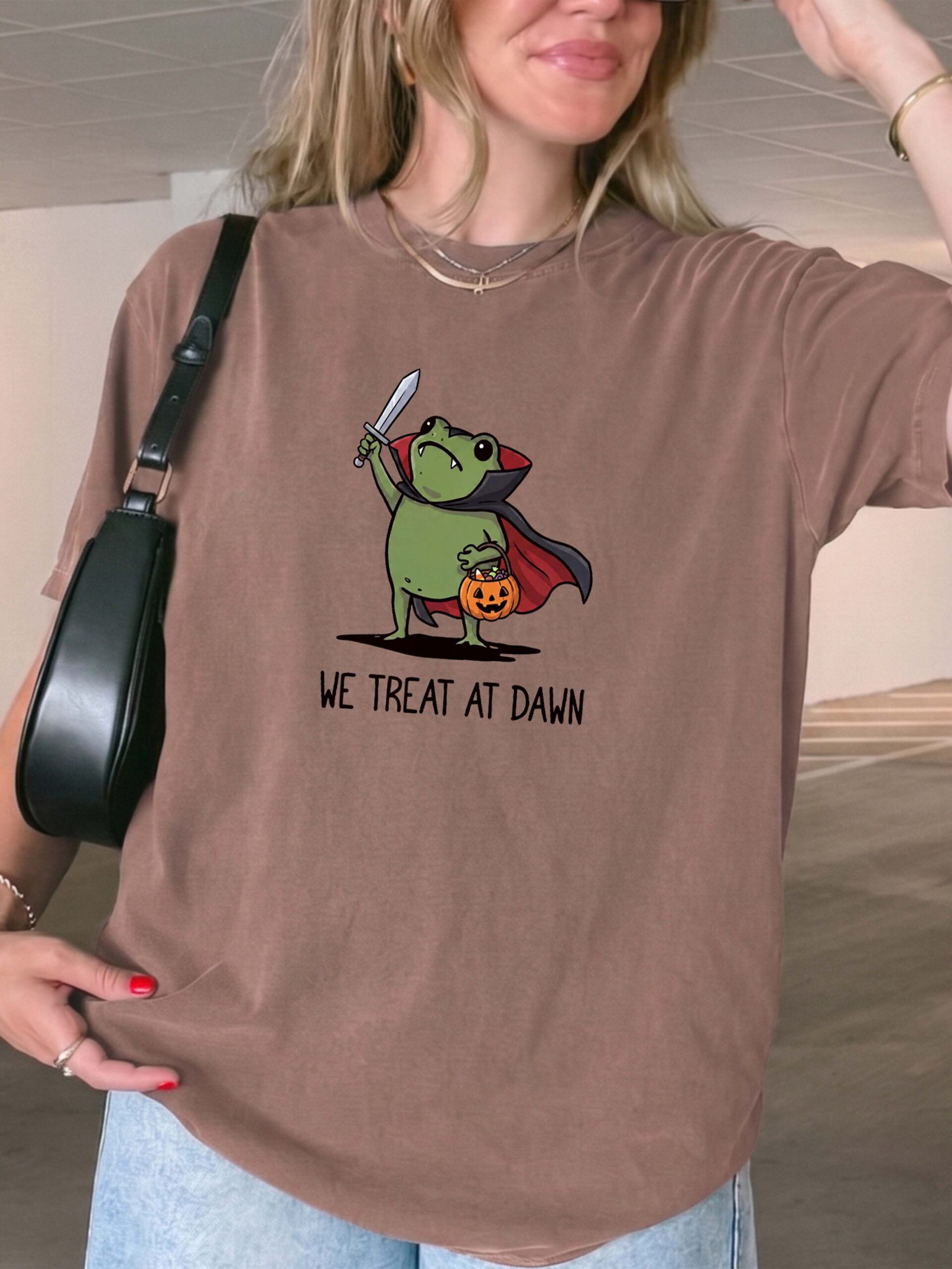 We Treat At Dawn Vampire Frog Shirt - Cute Kawaii Halloween Graphic Tee