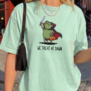 We Treat At Dawn Vampire Frog Shirt - Cute Kawaii Halloween Graphic Tee