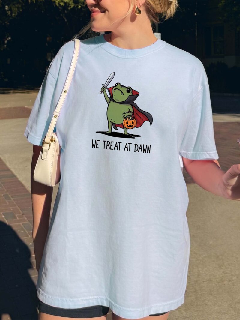 We Treat At Dawn Vampire Frog Shirt - Cute Kawaii Halloween Graphic Tee