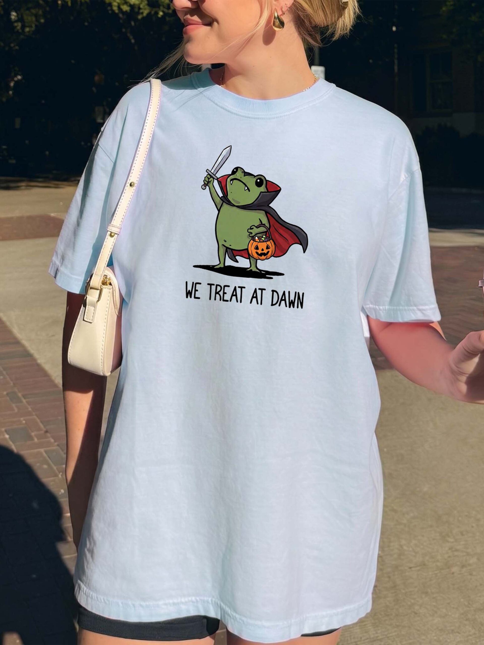 We Treat At Dawn Vampire Frog Shirt - Cute Kawaii Halloween Graphic Tee