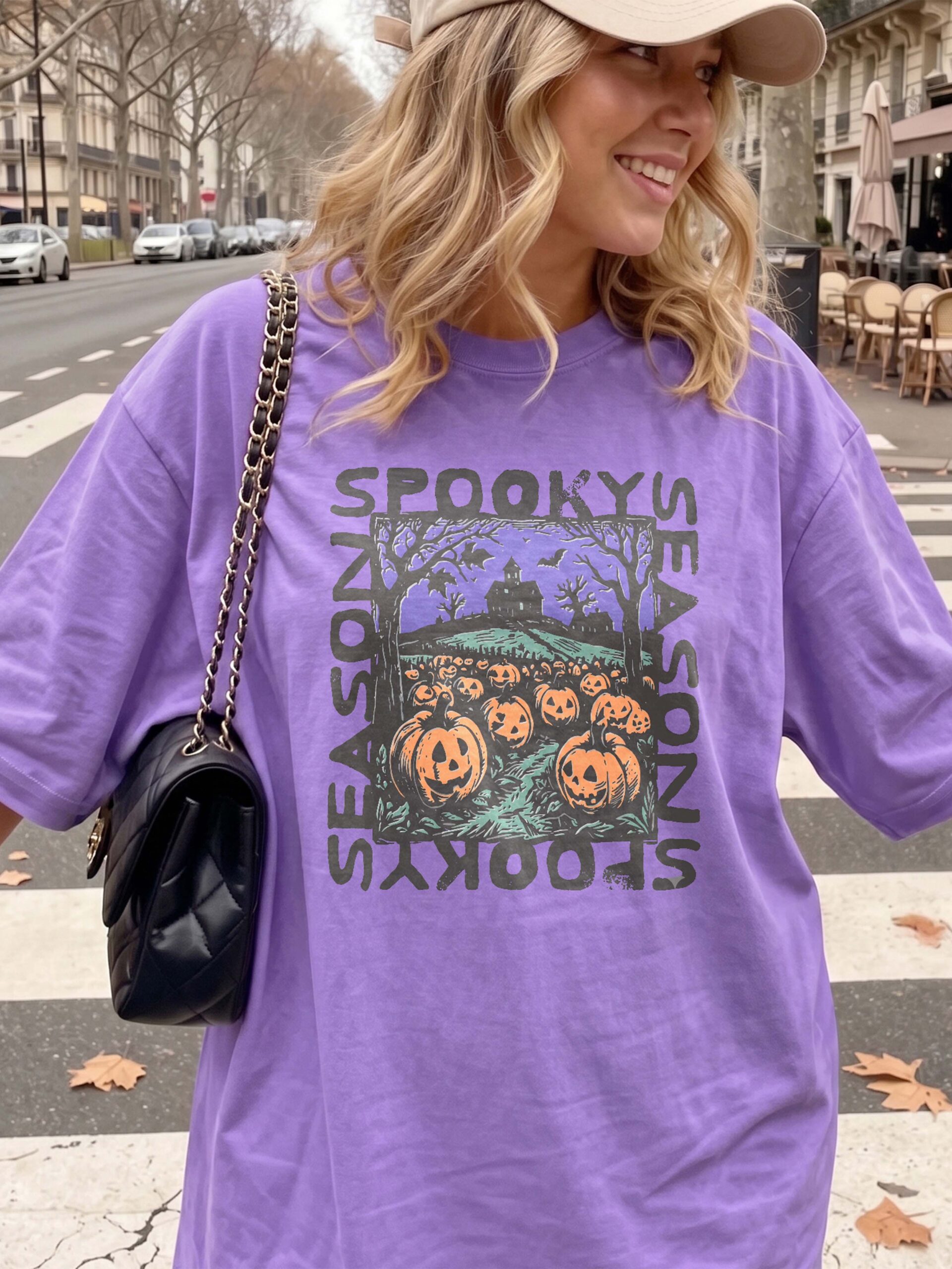Retro Spooky Season Oversized Halloween Graphic Tee
