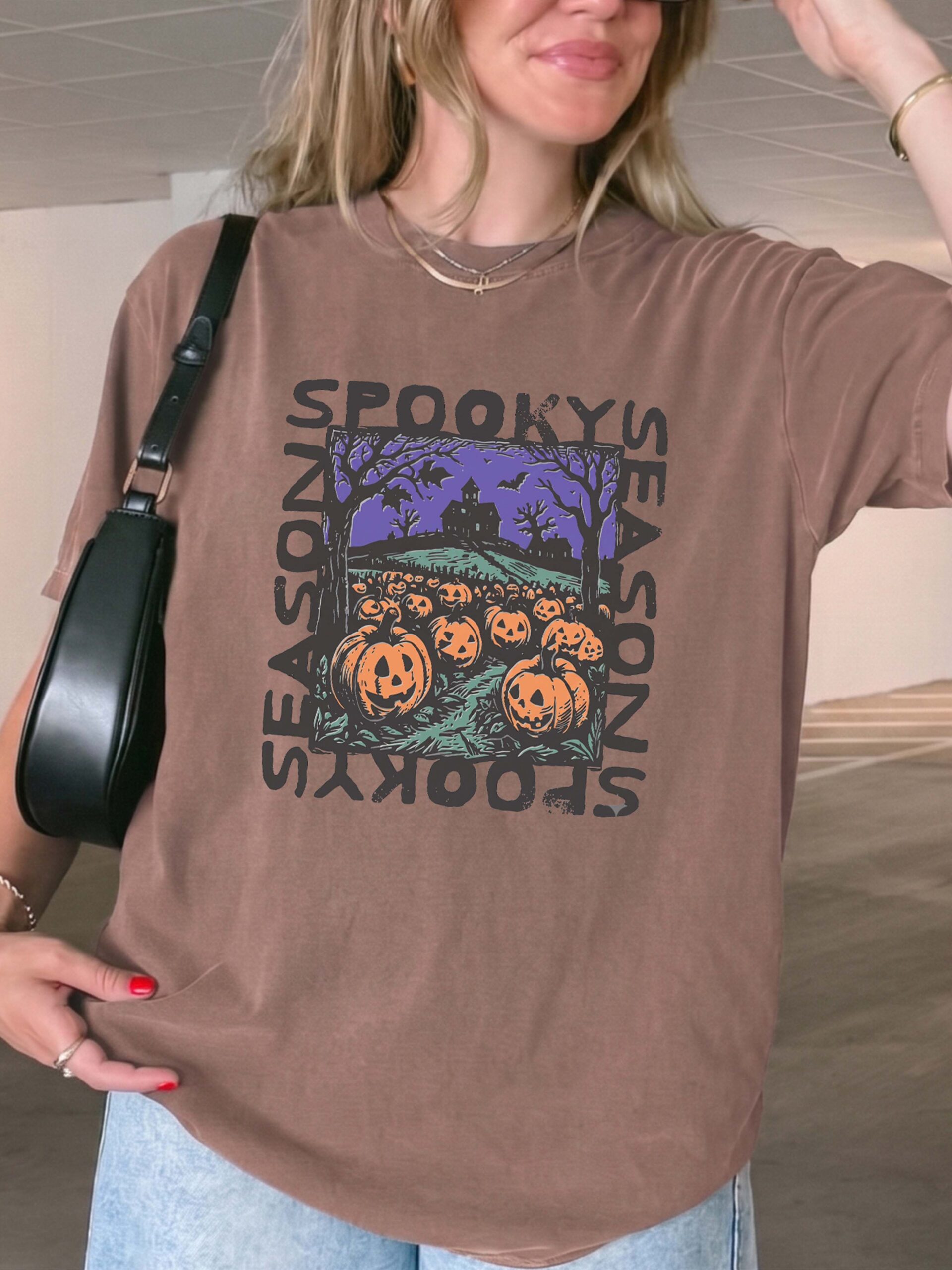 Retro Spooky Season Oversized Halloween Graphic Tee