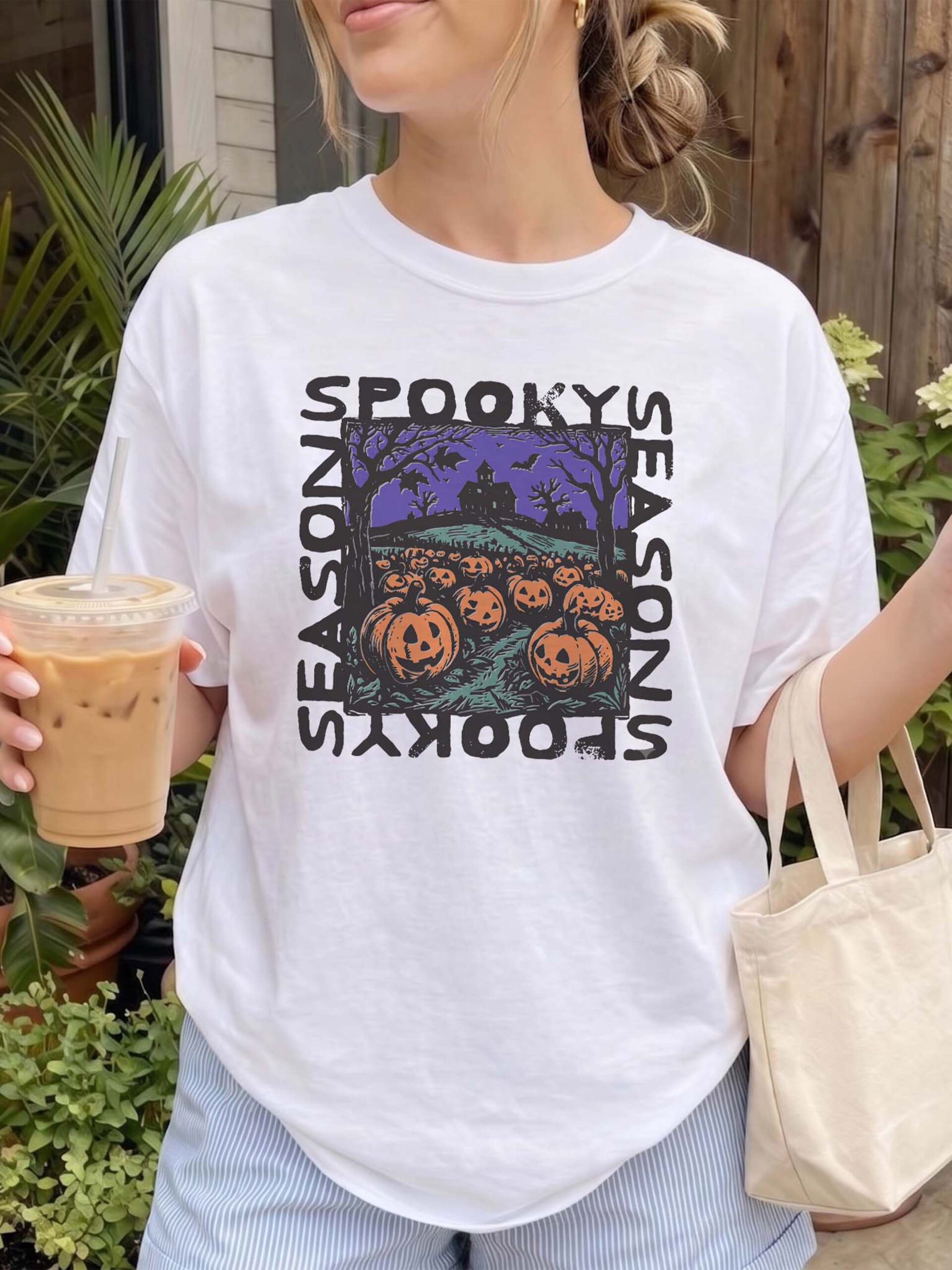 Retro Spooky Season Oversized Halloween Graphic Tee