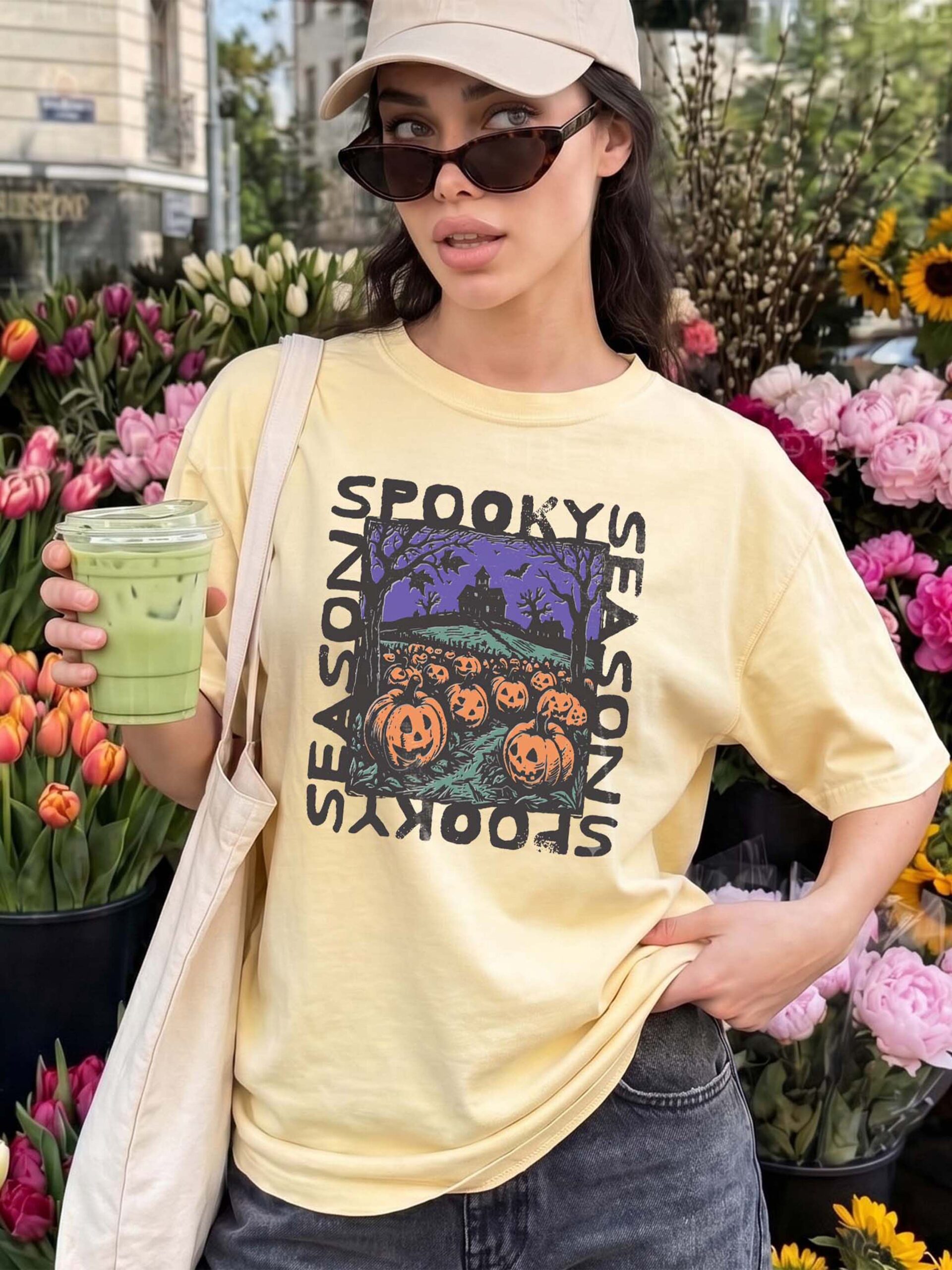 Retro Spooky Season Oversized Halloween Graphic Tee