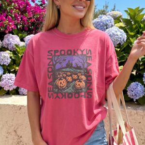 Retro Spooky Season Oversized Halloween Graphic Tee
