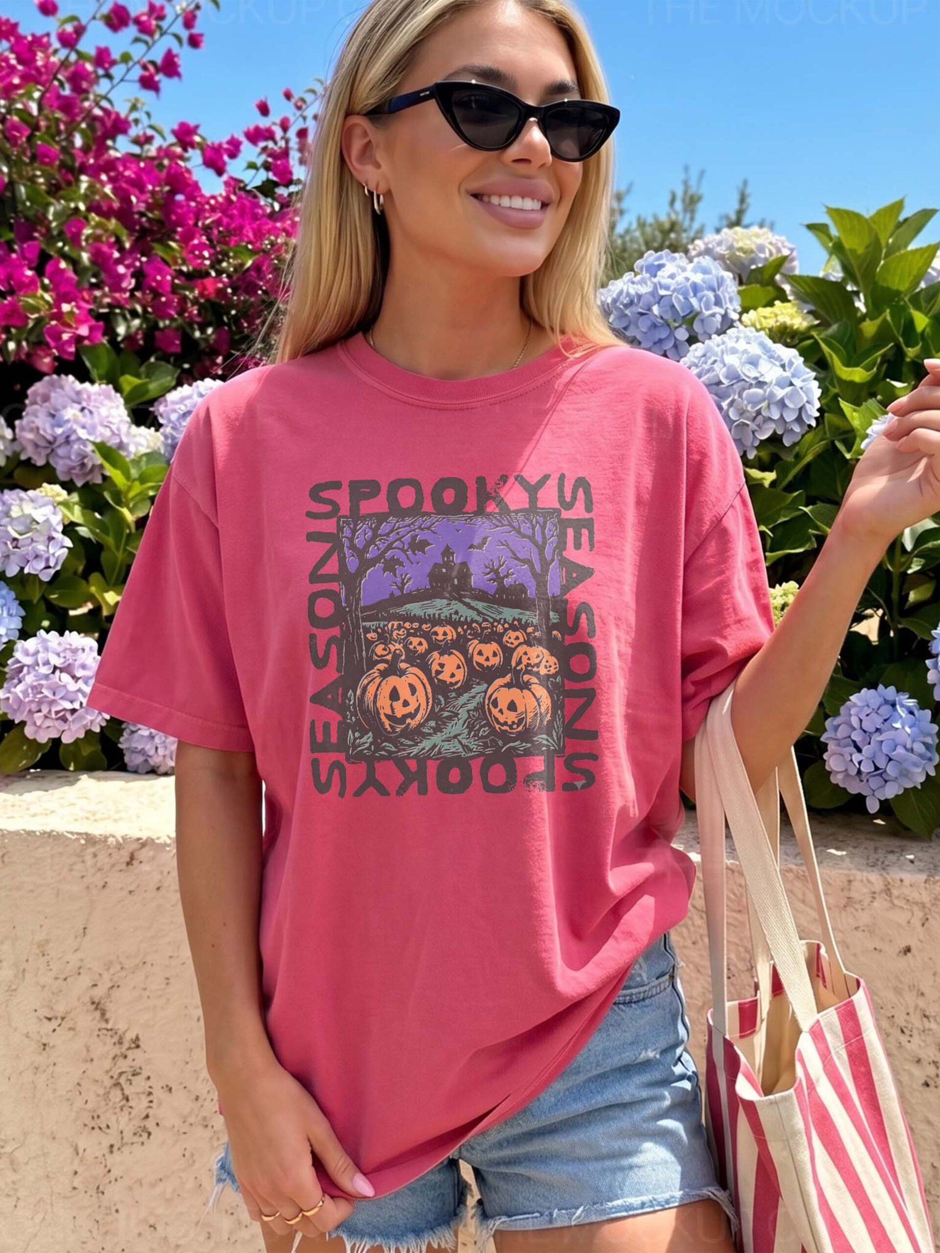 Retro Spooky Season Oversized Halloween Graphic Tee