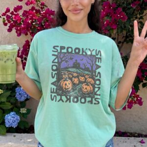Retro Spooky Season Oversized Halloween Graphic Tee