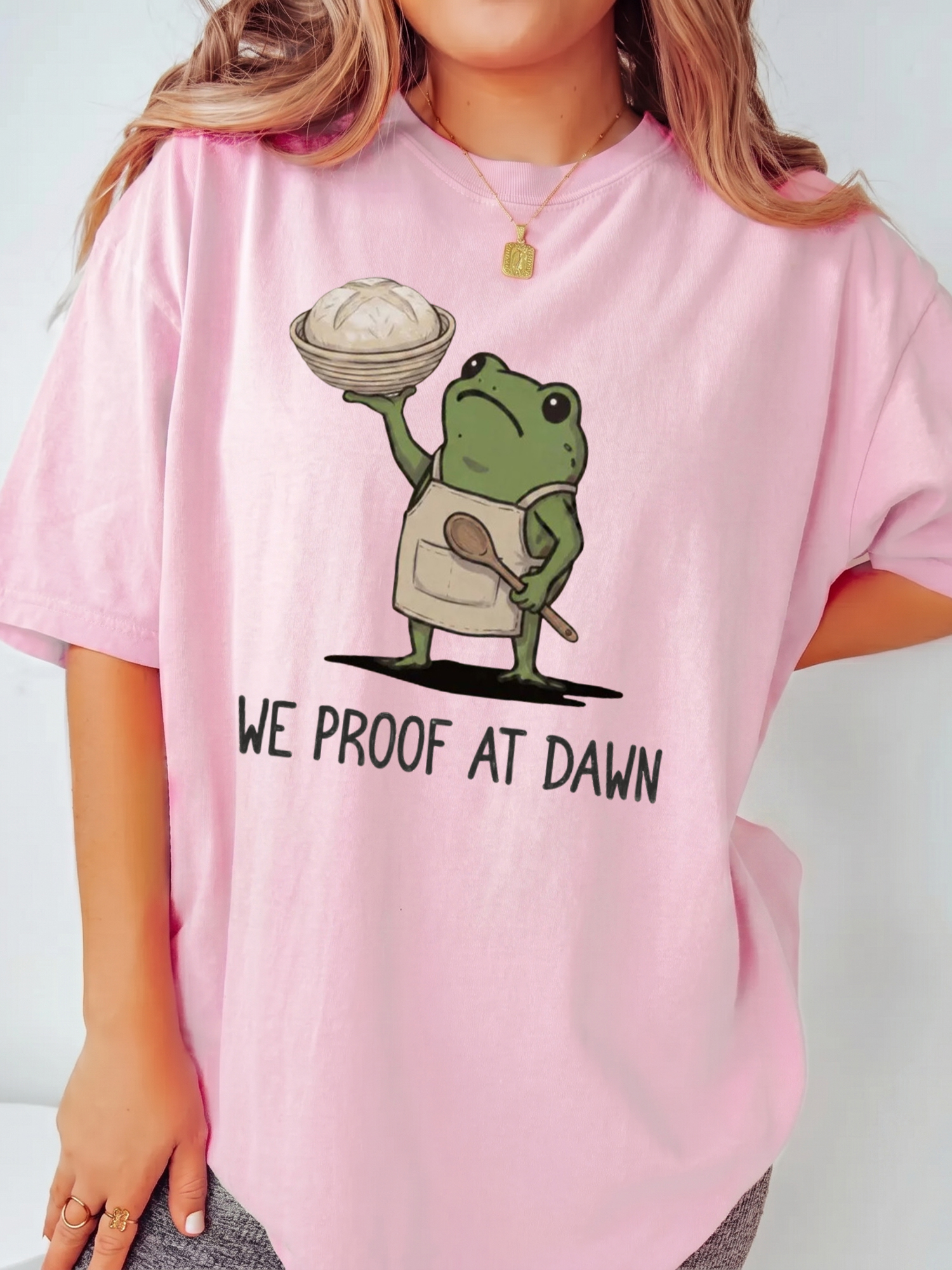 Funny Sourdough Shirt We Proof At Dawn Frog Baking Graphic Tee