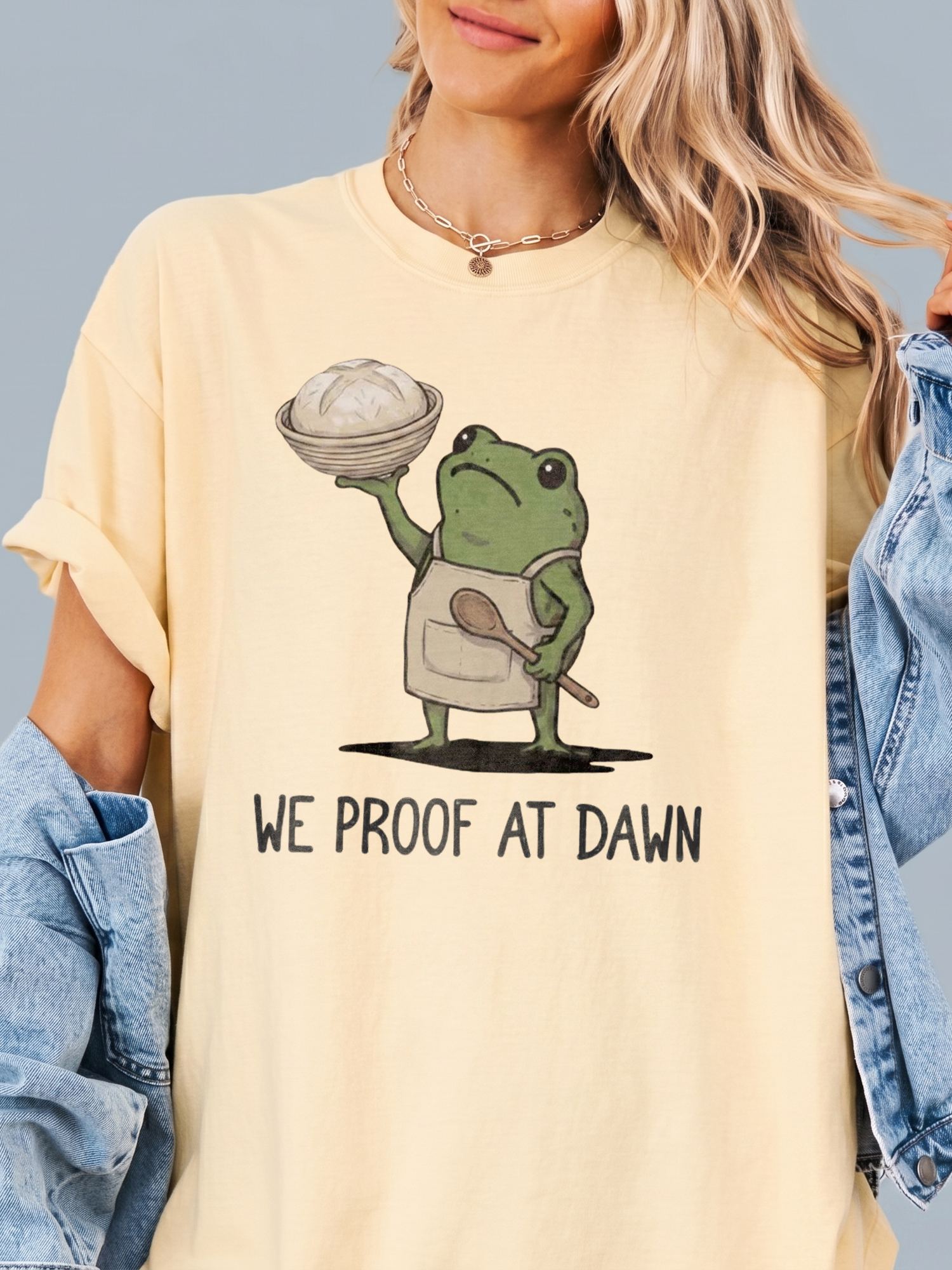 Funny Sourdough Shirt We Proof At Dawn Frog Baking Graphic Tee