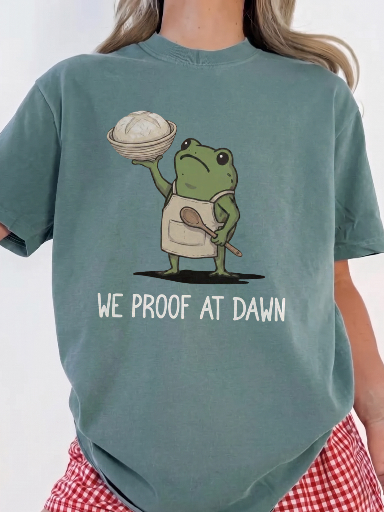 Funny Sourdough Shirt We Proof At Dawn Frog Baking Graphic Tee