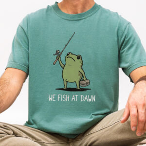 We Fish At Dawn Frog Graphic Tee - Funny Fishing Shirt