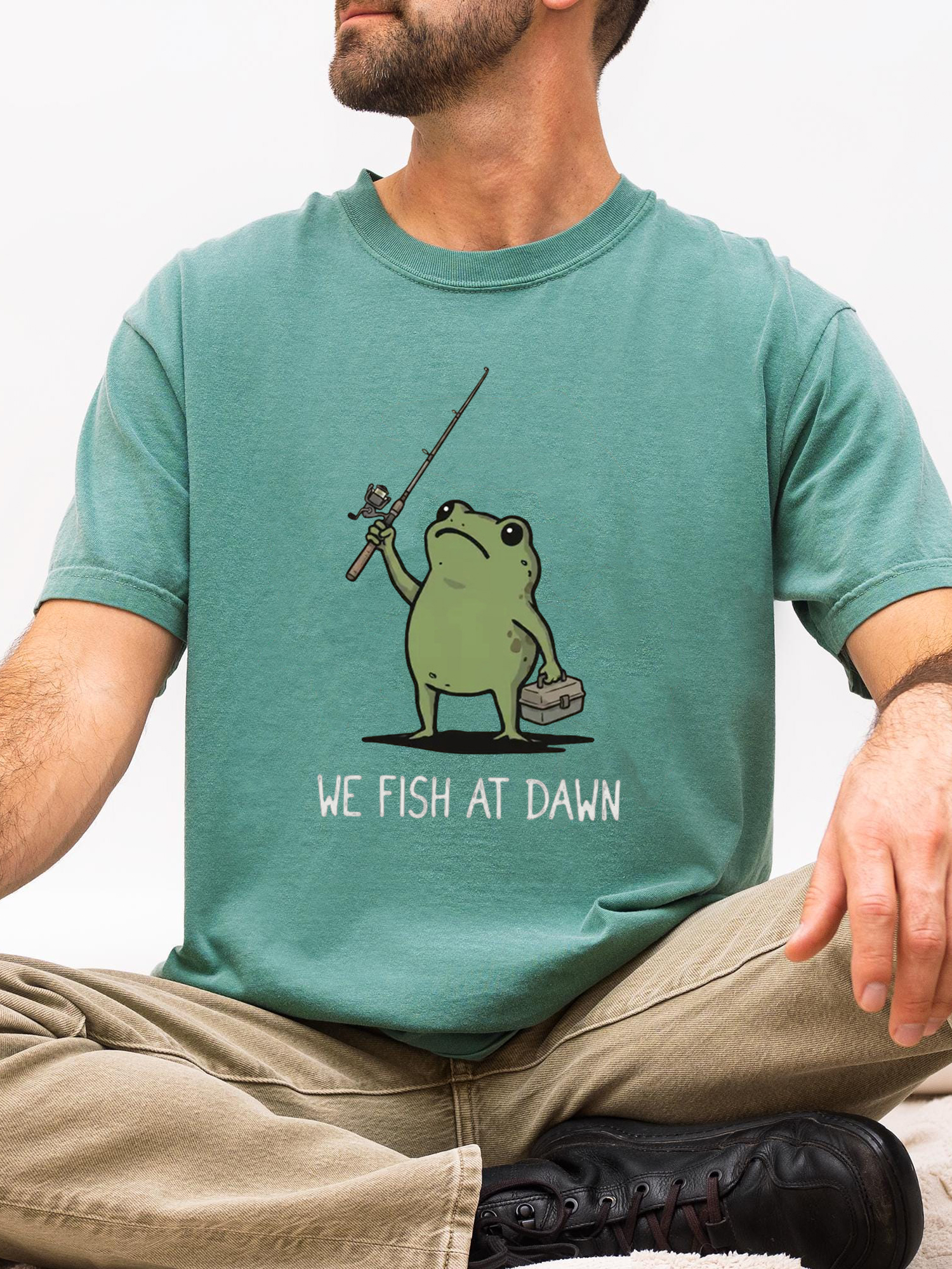 We Fish At Dawn Frog Graphic Tee - Funny Fishing Shirt
