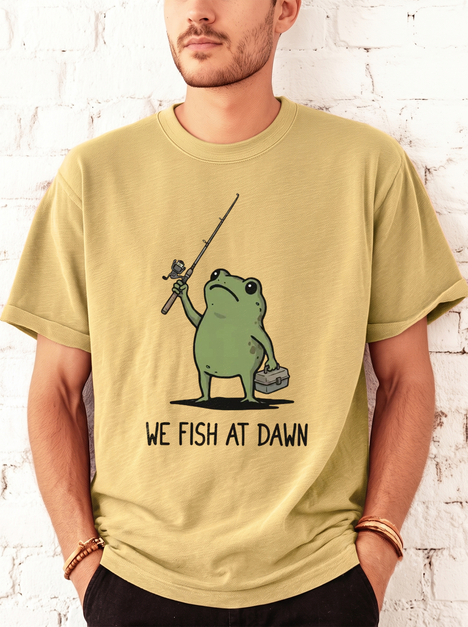 We Fish At Dawn Frog Graphic Tee - Funny Fishing Shirt