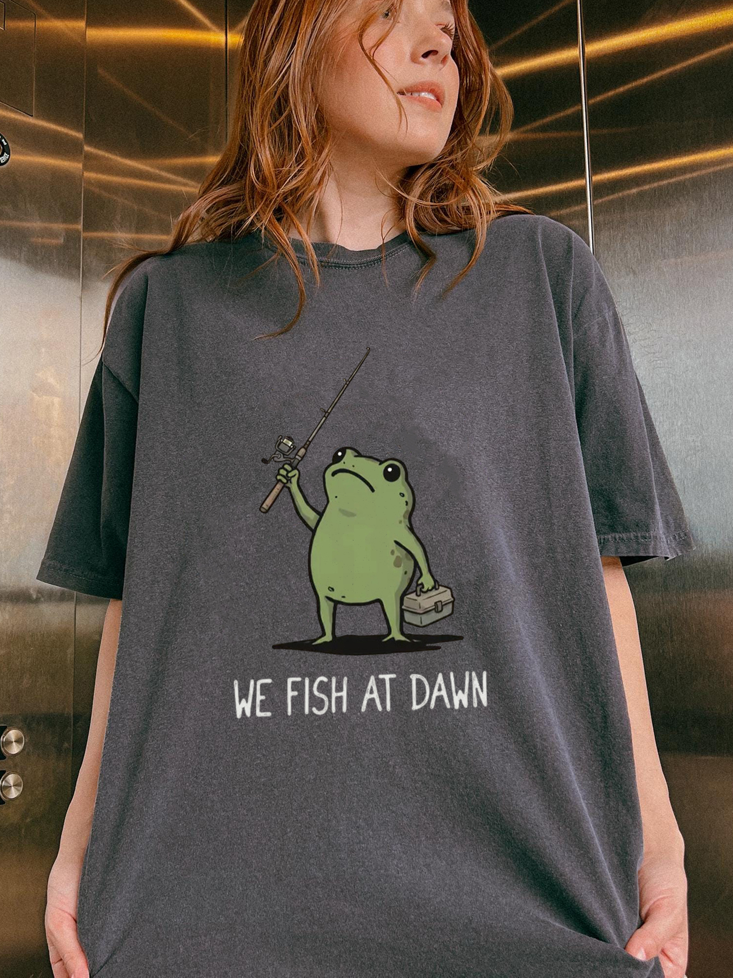 We Fish At Dawn Frog Graphic Tee - Funny Fishing Shirt