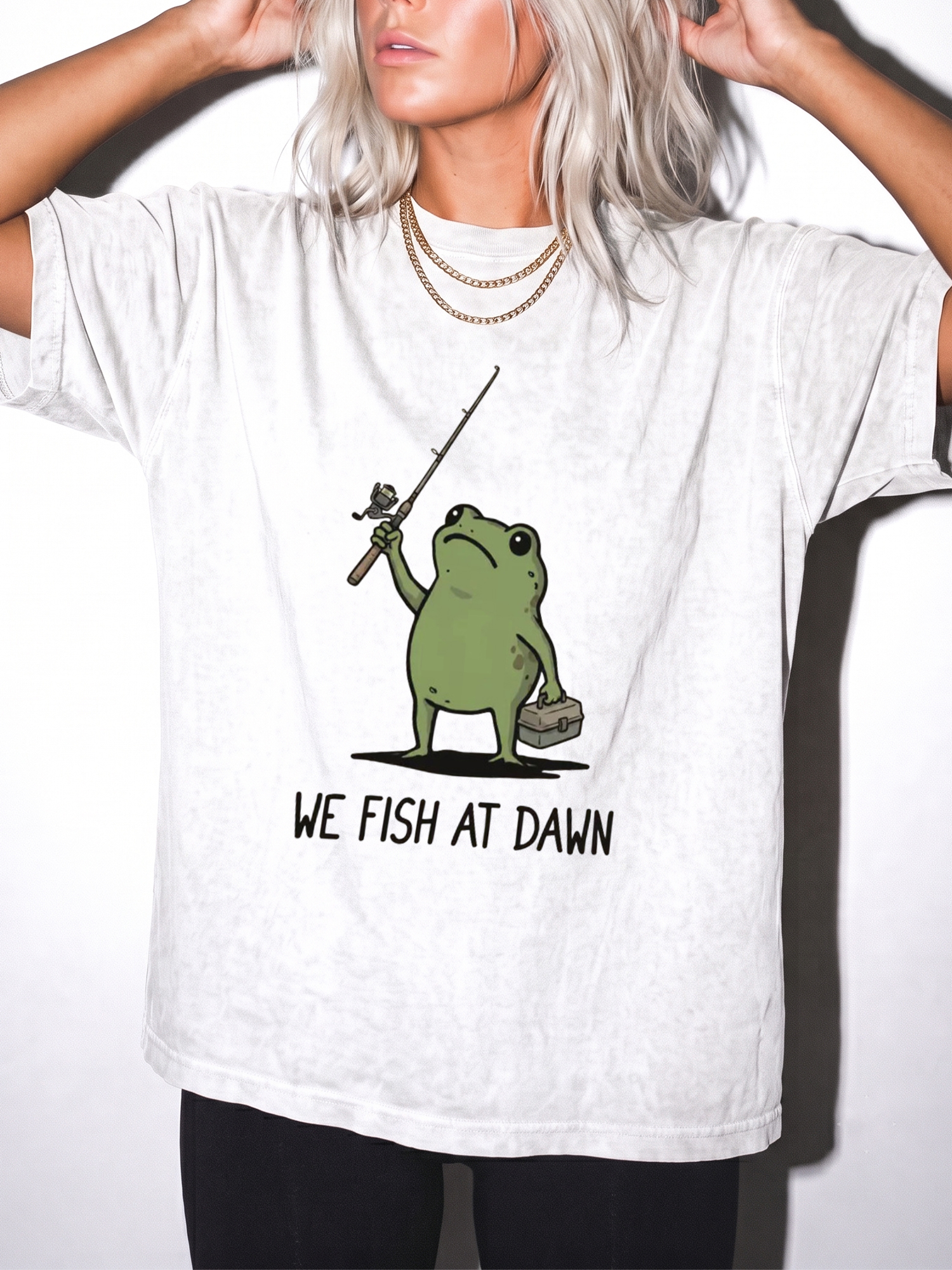 We Fish At Dawn Frog Graphic Tee - Funny Fishing Shirt
